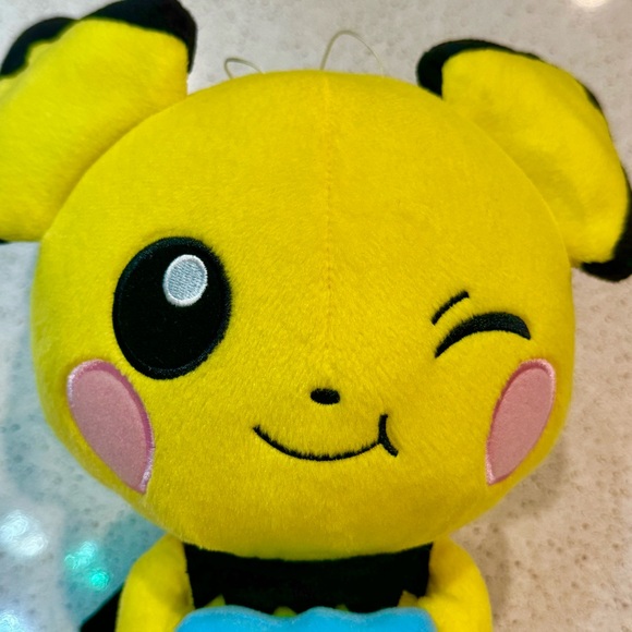 Pokemon Pichu Winking Eating Berry Plush Stuffed Animal Banpresto - Picture 2 of 6